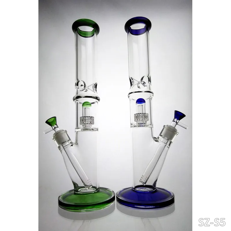 15'' Straight Tube Thick Borosilicate Glass Water Bong - Bubbler Perc for Smooth Smoke, Reinforced Round Base, Non-Tip Foot, Pipe for Dry Herb & Concentrate