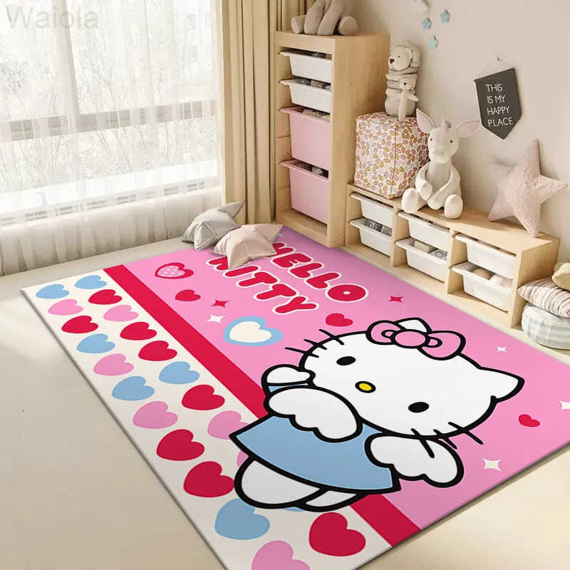 Sanrio Cosplay Anime Hello Kitty Bedroom Bedside Rug Cute Cartoon Rectangular Floor Cushion Tatami Coffee Table Foot Cushion L251016