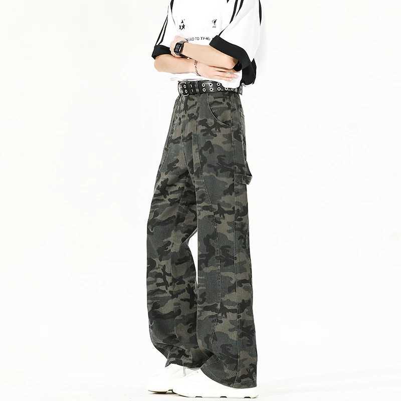 Extra Long Length Casual Jeans American Vintage Autumn Camouflage Workwear Pants 190 Tall Men Flared Trousers 115cm Pants J251203