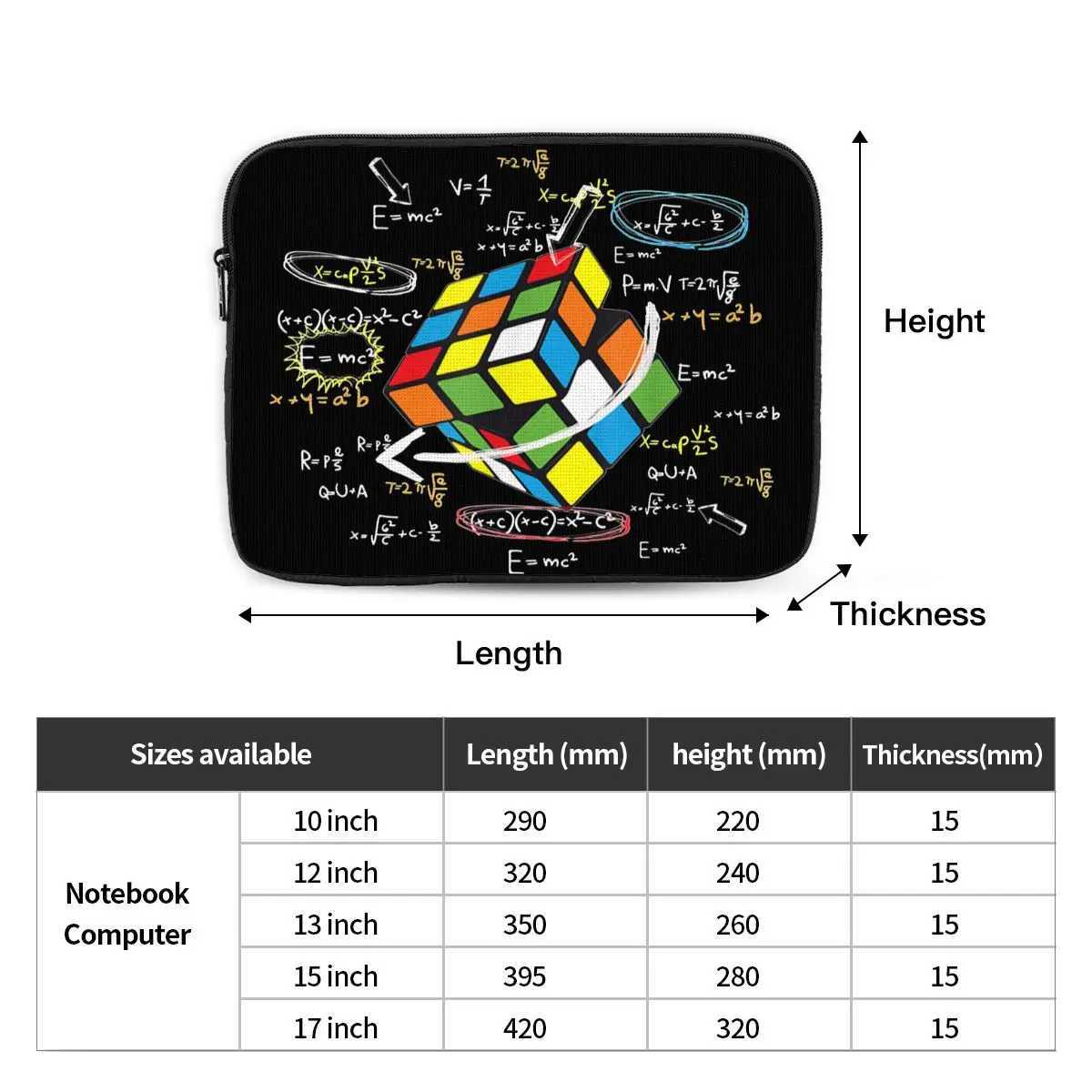 Shockproof Case Men Women Math Rubik Rubix Rubics Player Cube Laptop Sleeve Case Math Lovers Notebook Sleeve Cover BagW251015
