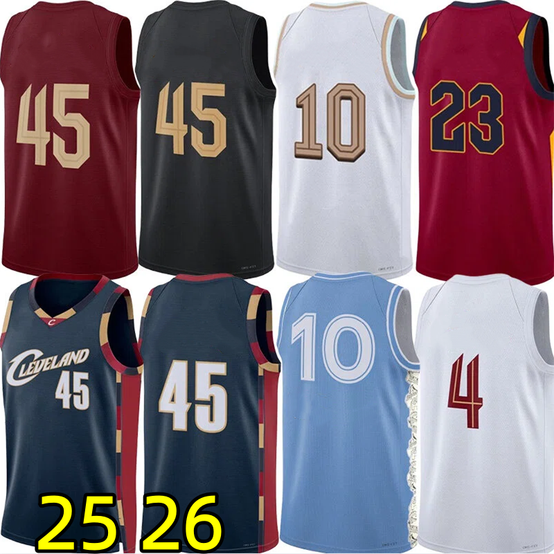25 26 Cavs CLE Cavalier Basketball Jerseys Donovann Mitchell Lonzo Ball Darius Garland Evan Mobley Jarrett Allen Max Strus Hunter Larry Nance James Retro City Jersey