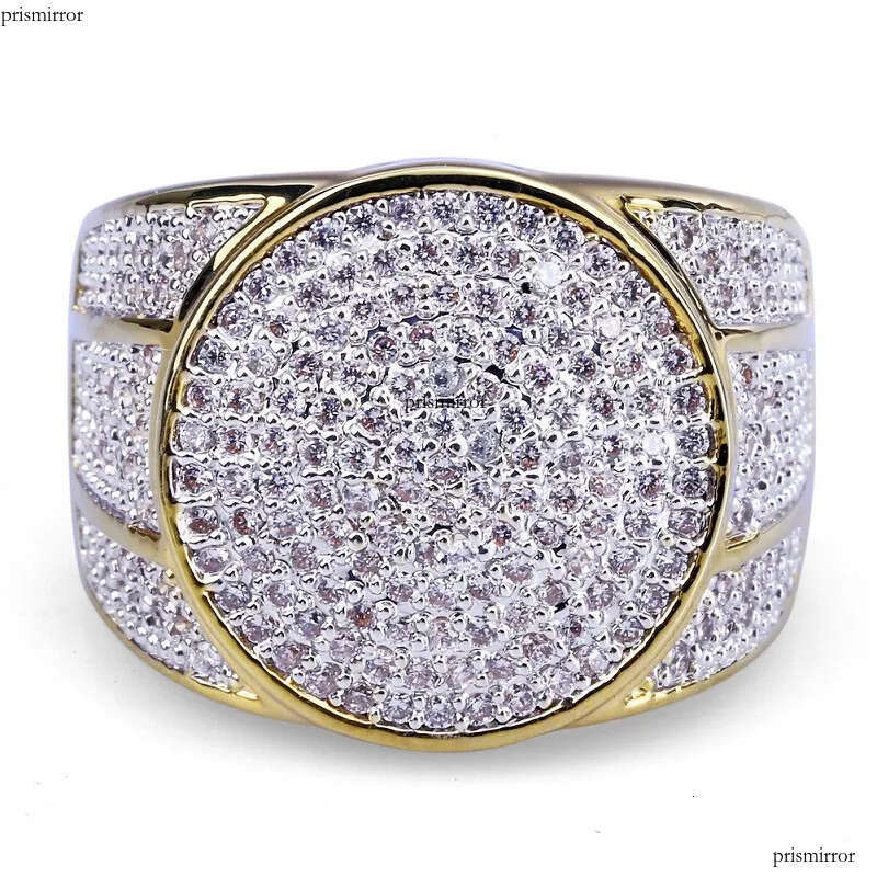 Mens Hip Hop Gold Jewelry Fashion Iced Out Ring Simulation Dia Rings For Men