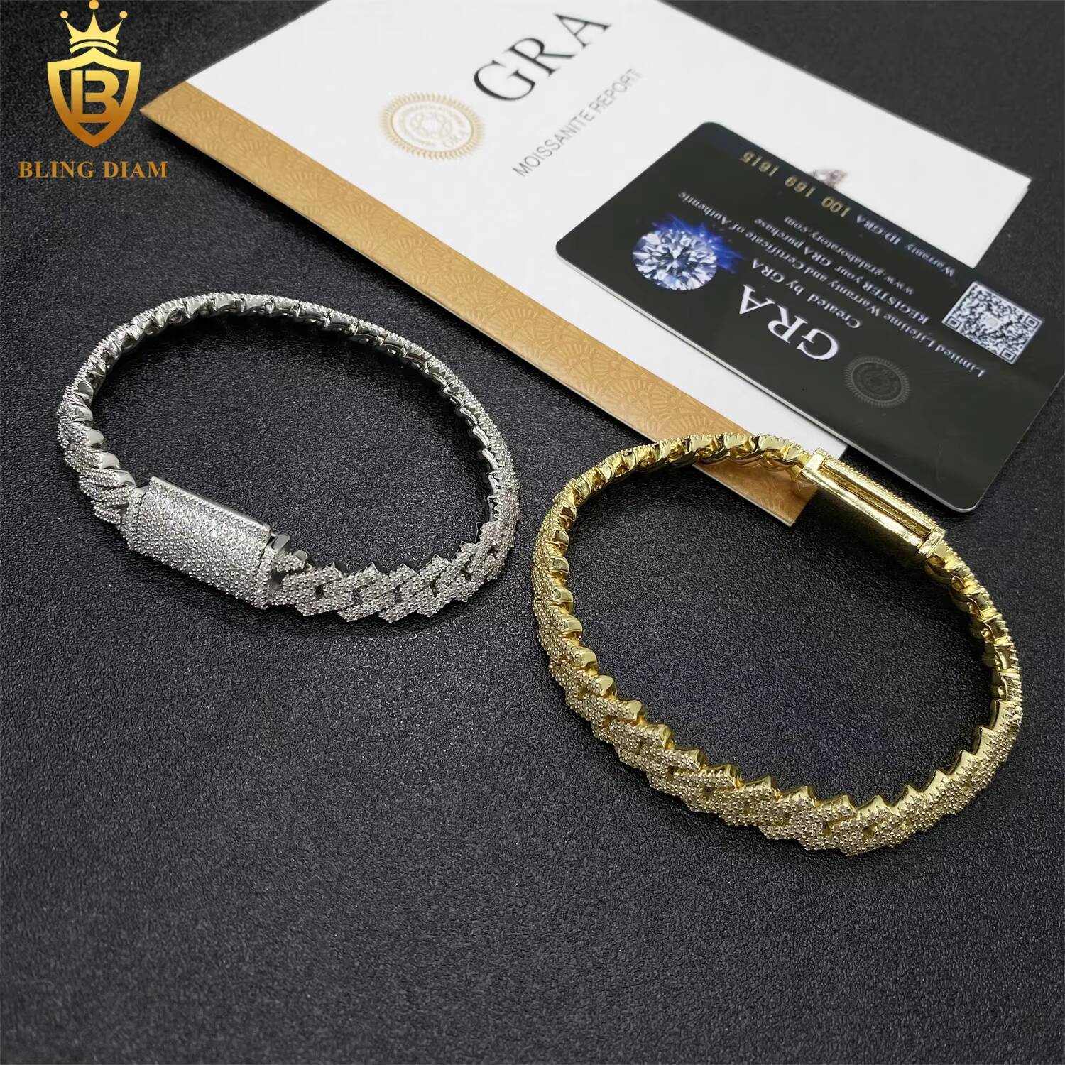 10mm Hip Hop Miami Jewelry 925 Sterling Silver Vvs Moissanite Cuban Link Chain Bracelet Necklace Promotions and Discounts