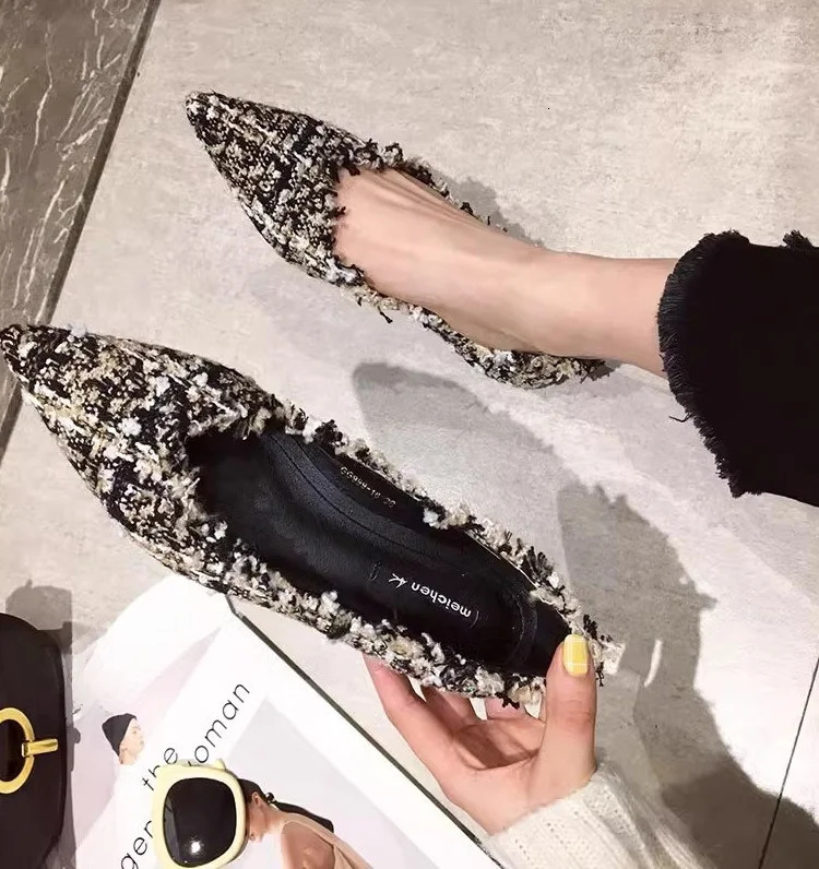 Womens Flat oes Spring Autumn Versatile Pointed Toe Ele Soft Bot Casual Low Cut Faionable Single oes 251013