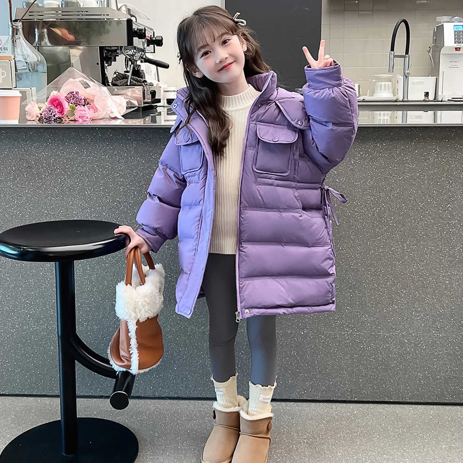 Girls Down Jacket Hooded Winter Warm Childrens Puffer Coat Thick Fashion Thick Down Cotton Parka Kids Outerwear for TeenagersT251016