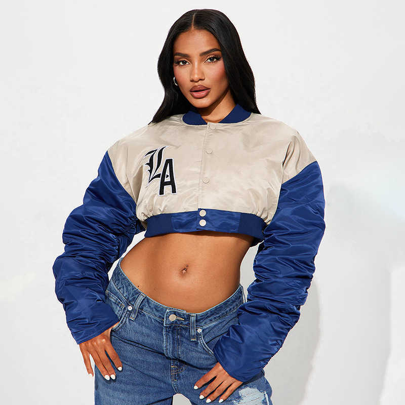 Women's Jackets BIIKPIIK Fashionable High Street Women's Jackets Stitching Padded Shoulder Long Sleeve Fall Winter Clothing Casual Biker Coa