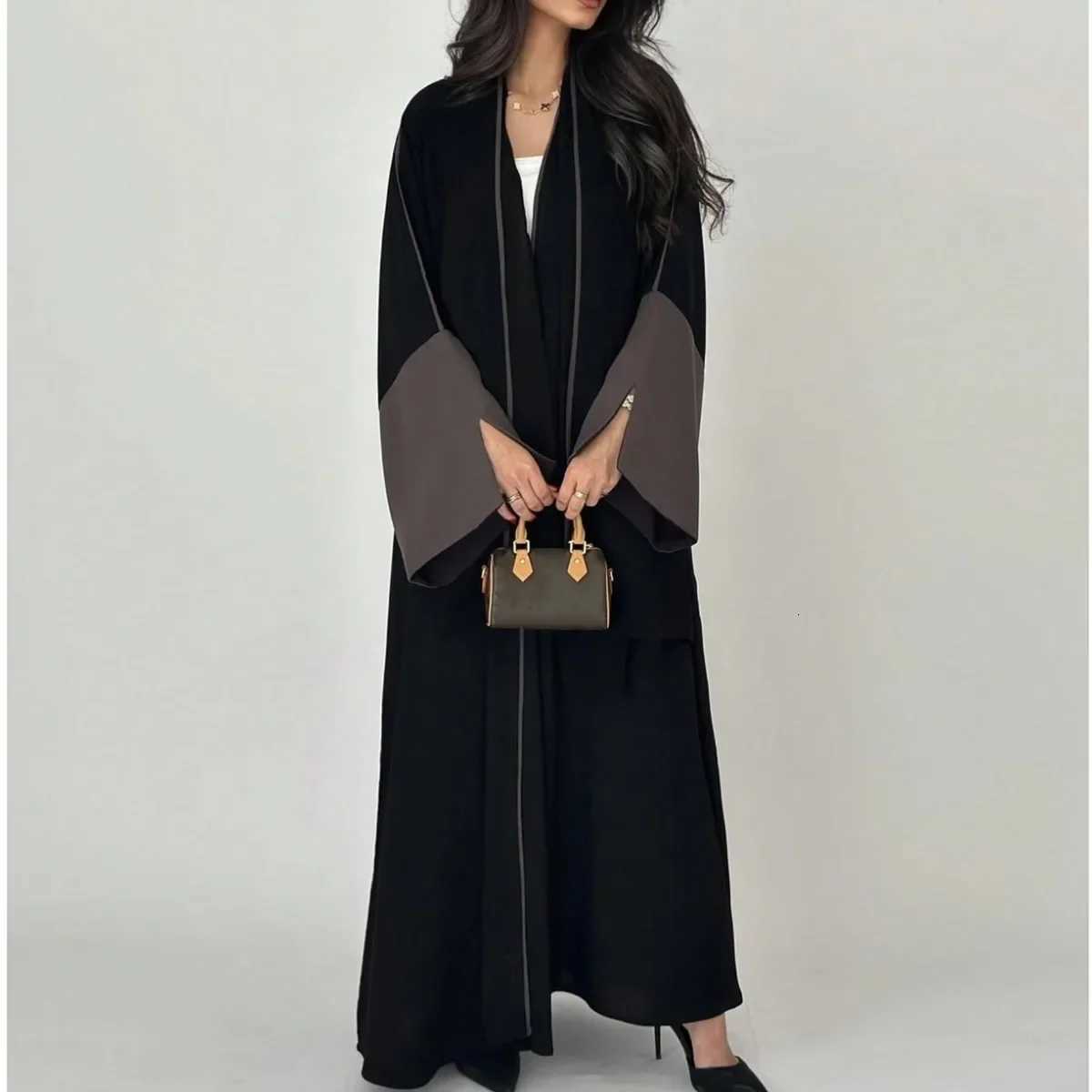Women Loose Abaya Muslim Full Sleeve Open Front Abayas Middle Eastern Elegant Kaftans Jilbabs Arabian Islamic Maxi Dresses X2510161