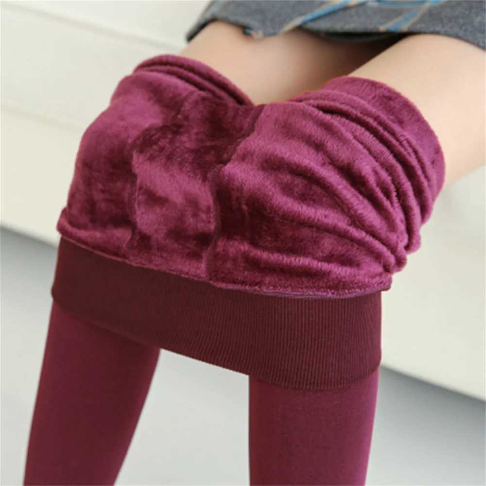 Women Winter Leggings Warm Leggins High Waist Solid Color Velvet Women Thickened Velvet Leggings Stretchy Black Leggings K422T251016