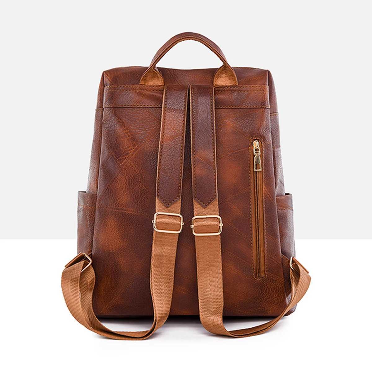 Backpack Trendy Korean Edition Fashion Solid Color Womens Backpack Casual PU Soft Leather Anti Splash Travel BagLJXT251016