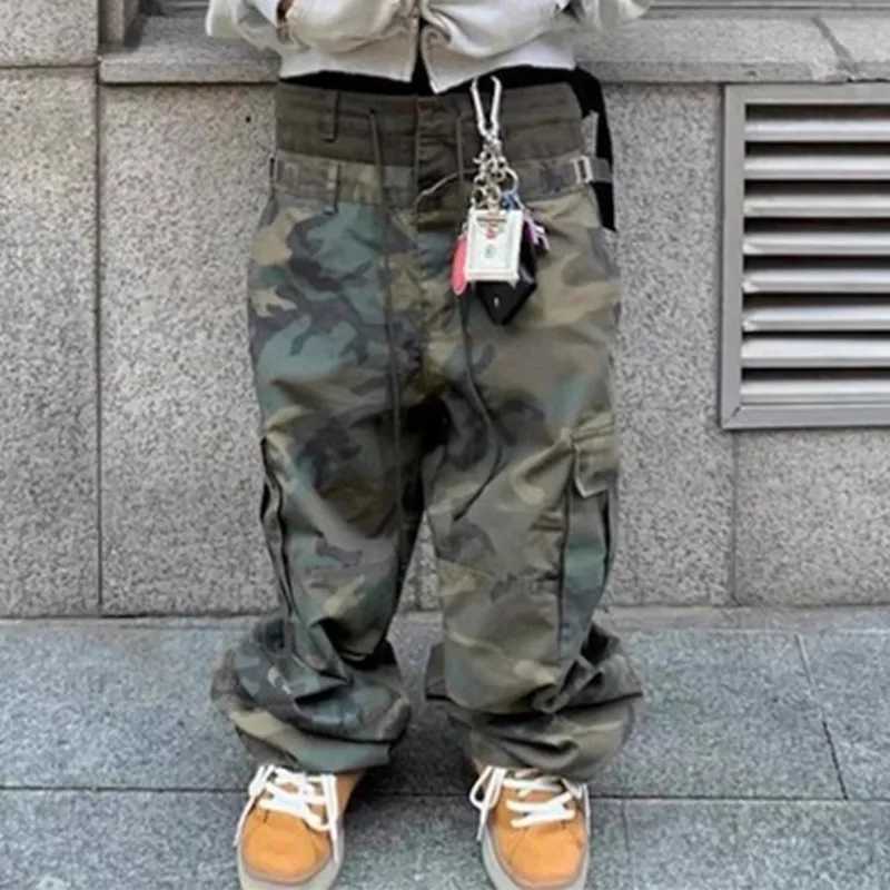 HKSH Spring Autumn New Men Tide High Street Patchwork Fake 3piece Belt Waist Design Chic Casual Straight Cargo Pants Ins HK6055 J251203