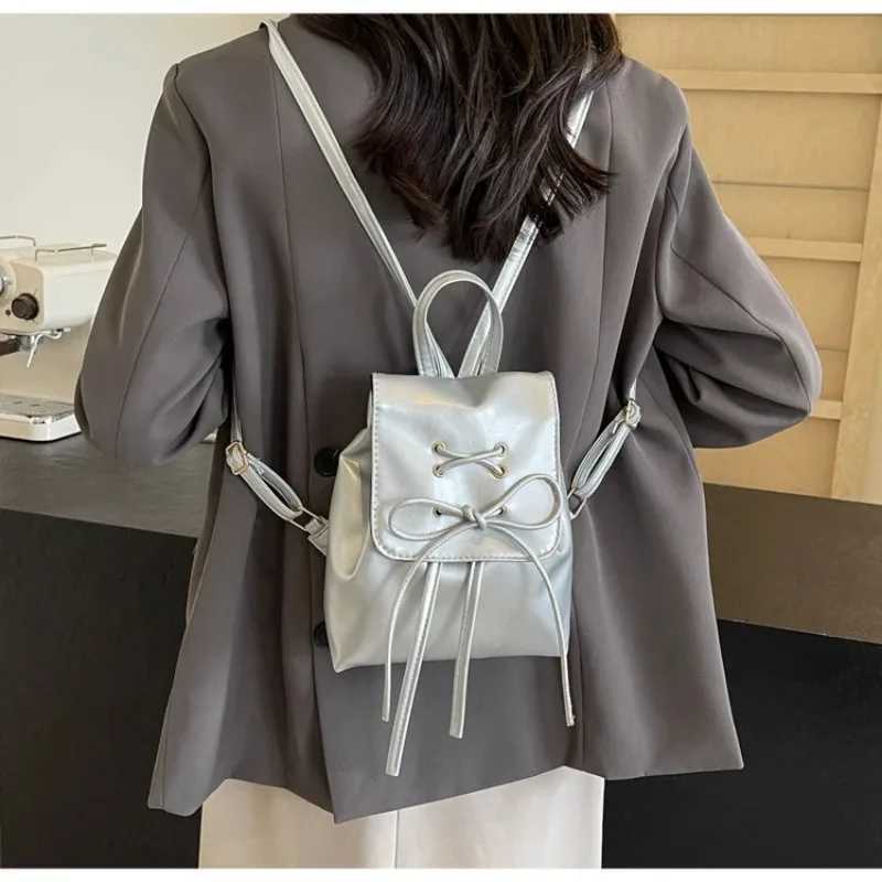 Korean Style Backpack Women Knot Double Small Bag Ladies 2025 New Fashion Bapa Cute Handheld Single Shoulder Bag BookbagT251016