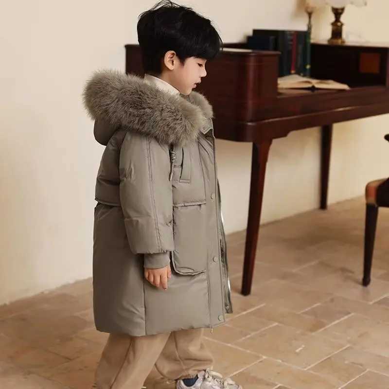 New 30 Korean Girls Faux Fur Hooded Down Jacket Winter Thick Warm Outerwear Boys Kids Parka Snowsuit Teenage 10 12 14 yearsT251016