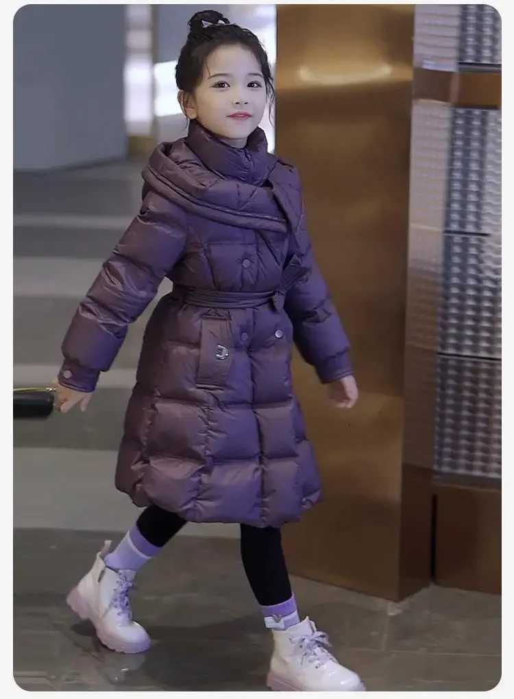 Kids Down Long Outerwear Winter Autumn Teen Cotton Clothes Boys Waterproof Velvet Thicken Warm Thick Girls Outerwear Coat A56T251016
