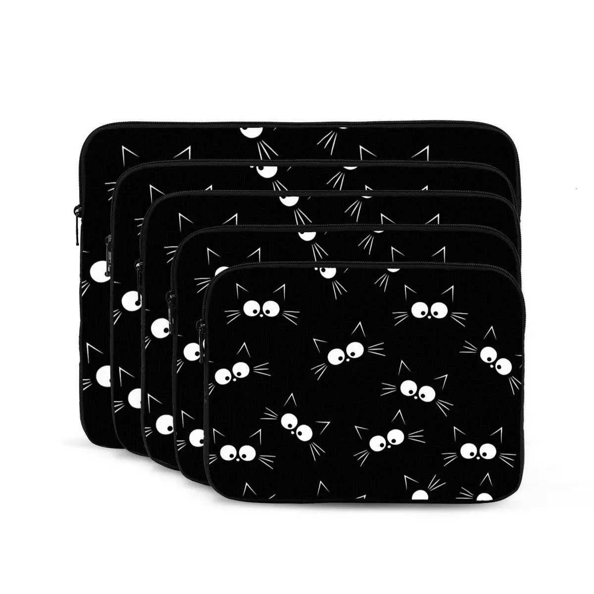 Cute Black Cat Pattern Notebook Laptop Bag Case Pouch 10 12 13 15 17 Inch For Macbook Air Pro Tablet Shockproof Case BagW251015