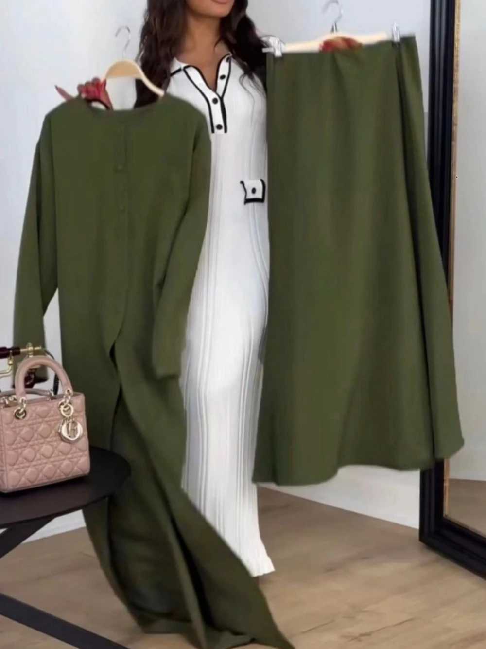 Muslim O Neck Kaftan Satin Evening Dress Simple 2pieces Robe Modest Abaya Women Caftan New Arrival Formal Party Buttons Gown X2510161