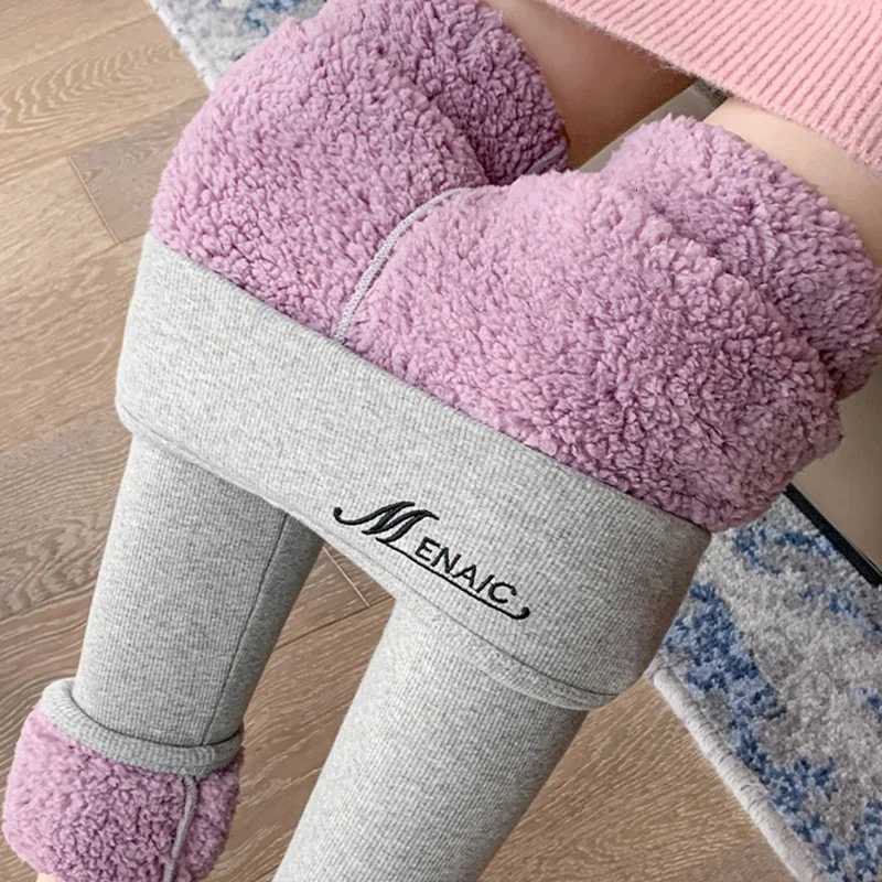 Women Winter Leggings Thicken Lambwool Leggings Woman Warm Fleece Lined Thermal AnkleLength Pants Hight Waist Elastic LeggingT251016