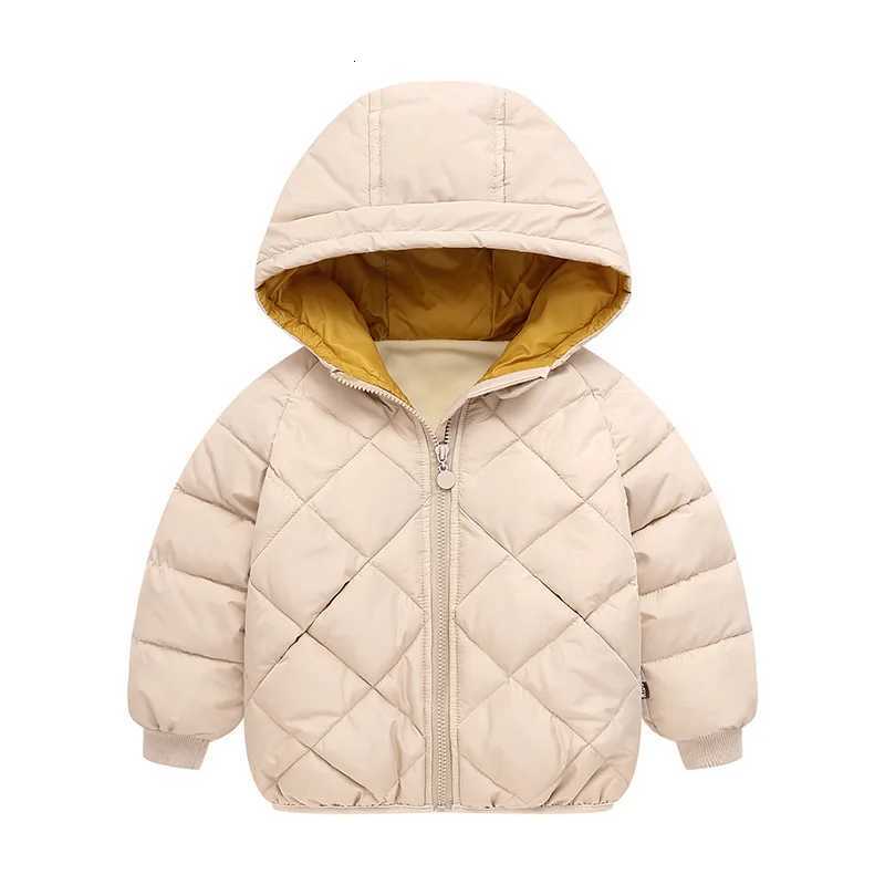 2022 Winter New Childrens Padded Jackets For Boys And Girls Plus Velvet Warm Cottonpadded Jackets Unisex Top Hooded Coat SolidT251016