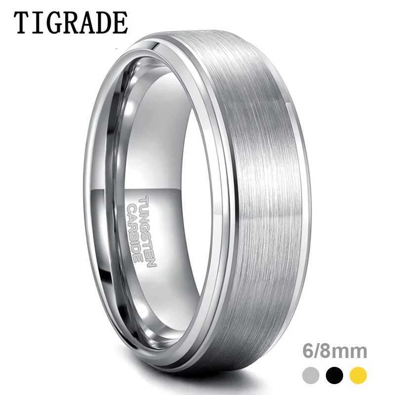 Tigrade 68mm Tungsten Carbide Ring Men SilverBlackGold Color Brushed Wedding Band Male Engagement Rings For Women bagueL251015