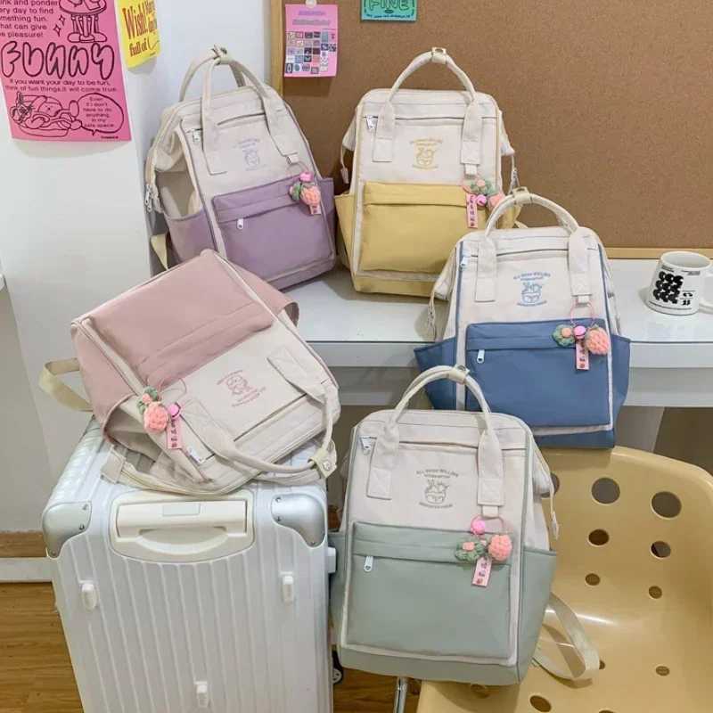 Largecapacity Junior High School Student Schoolbag Color Matching Simple Waterproof Backpack Leisure Travel Storage Bag T251016