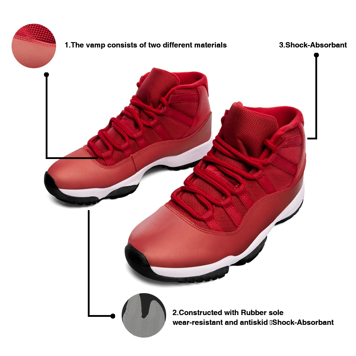DHgatepod Men's High Top Basketball Shoes | PU & Canvas Upper | Non-Slip Rubber Sole | All Season Sports & Casual Wear