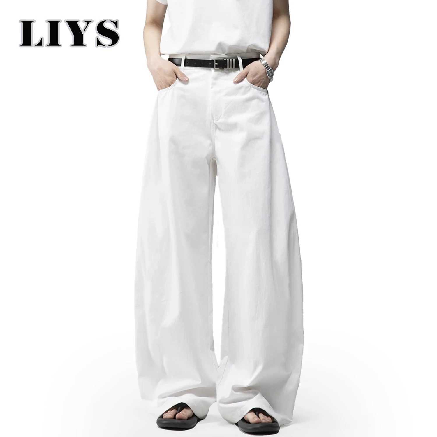Mens White Baggy Machete WideLeg Jeans Daily Casual Denim Pants Solid Business Ladies Balloon Pants High Street Mens Clothes J251016