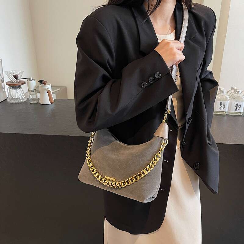 Designer Bag for Women Shoulder Bags French Suede Chain for Women New Fashion Versatile Handbag Casual Textured Crossbody Bag