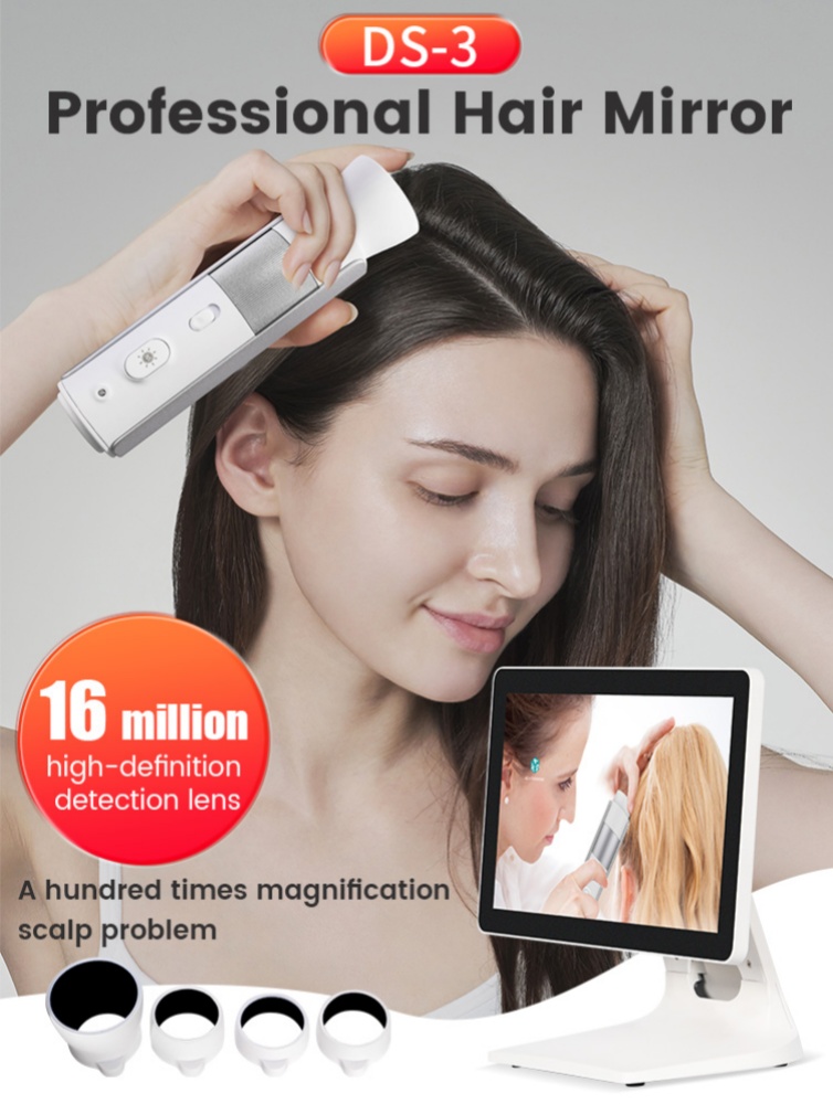AIsia 16 Million Pixel AI Hair Follicle Analyzer 3 Spectrum 4 Magnification Mirror Professional Salon Hair Health Screening Device
