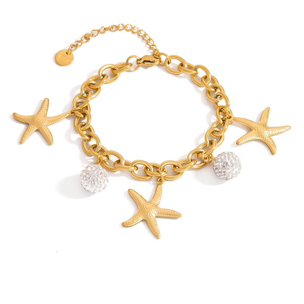 Stainless Steel Bracelet Vacation Style Personality Ocean Series Shell Heart Sun Pendant Jewelry