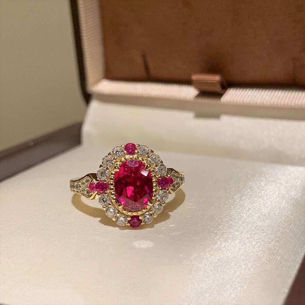 Roman Vintage Cultured Imitation Blood Ring Medieval Style Luxurious Pigeon Egg Red Corundum Pendant for Women ddmypluto