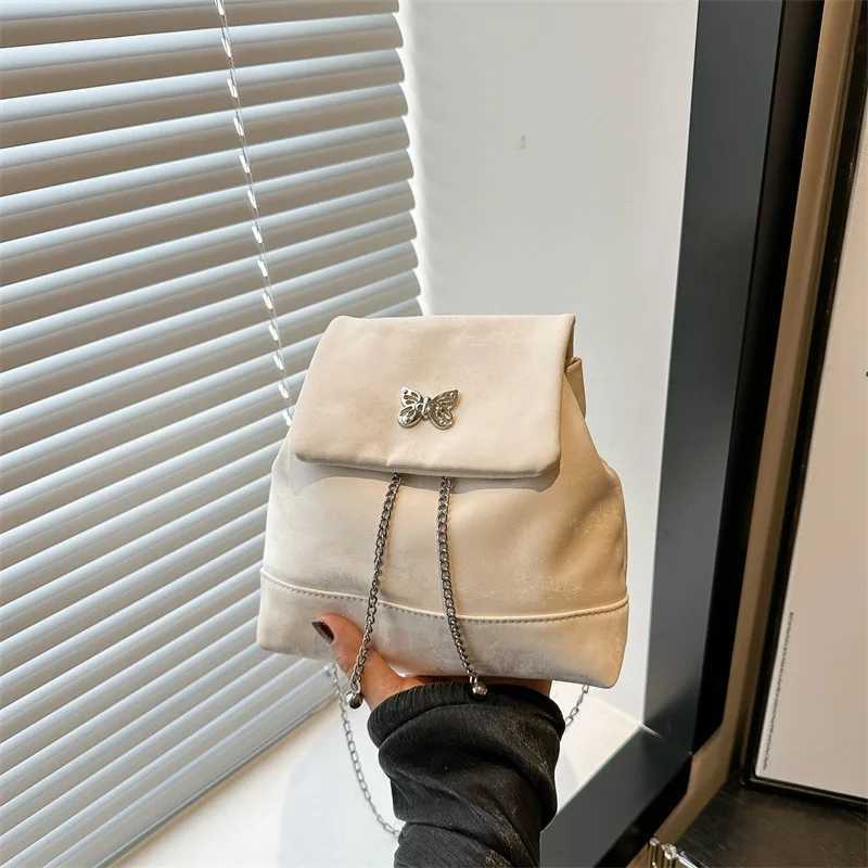 Niche Backpack Womens Bag Trend 2025 New Butterfly Chain Small Backpack Fashionable Commuting BackpackT251016