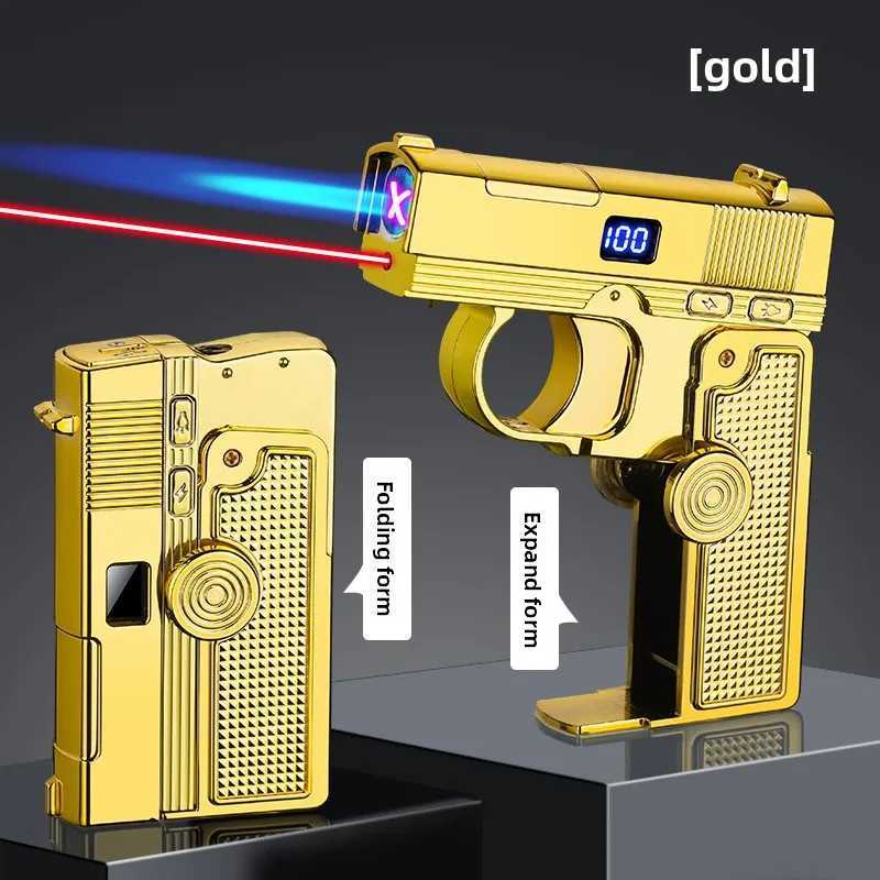 New multifunctional folding dual form decompression gyroscope gas electric dualpurpose windproof lighter alloy body gift box C251016