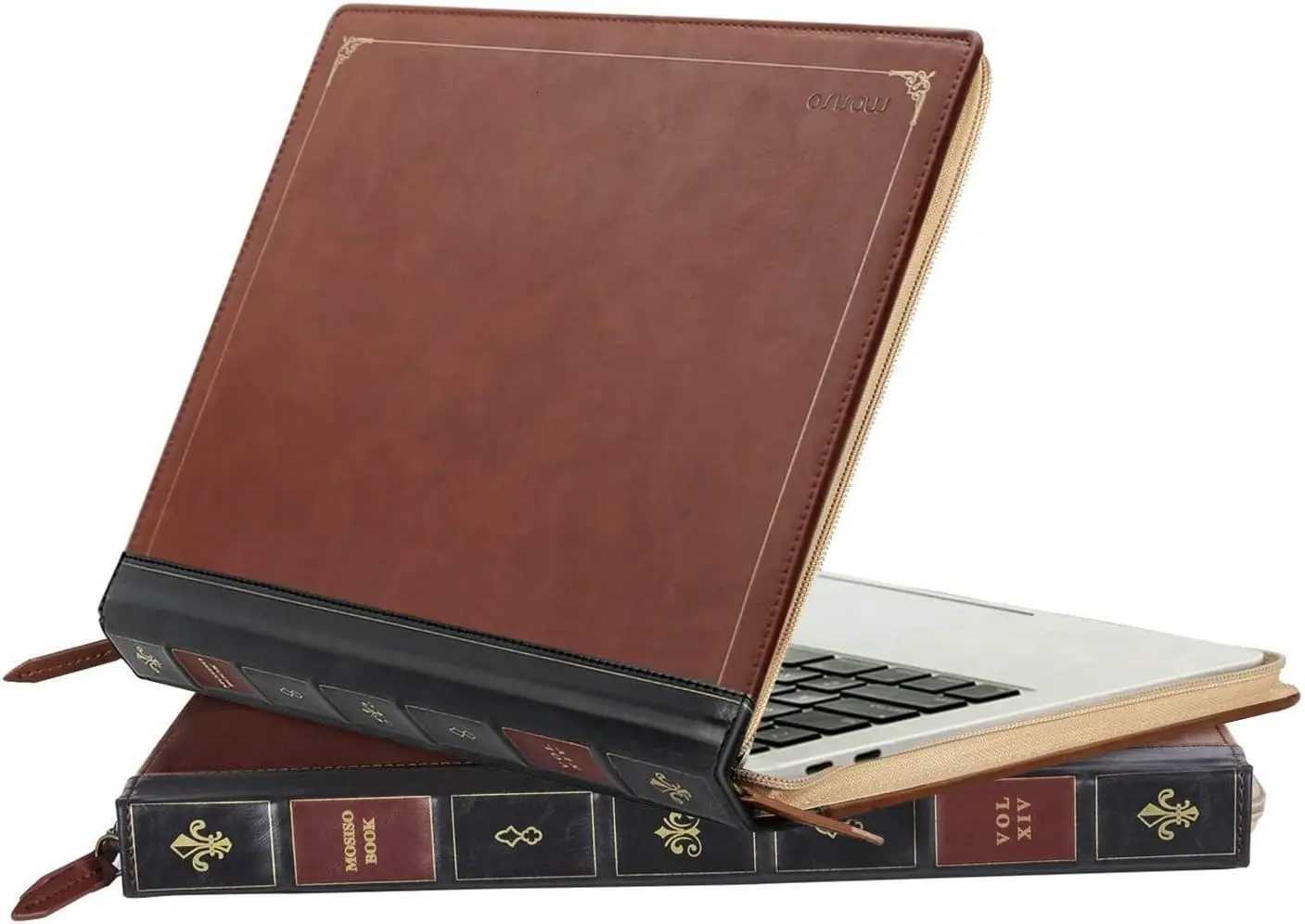MOSISO Laptop Sleeve Case for MacBook Air 13 inch A3240 A3113 A2681 Air 15 Pro 14 Pro16 PU Leather Vintage Portfolio Cover BrownW251015