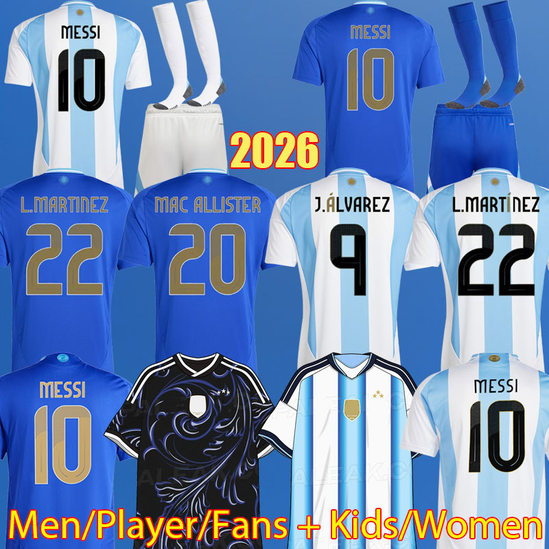 2026 Argentina women soccer Jerseys Fans player version copa DYBALA ROMERO MARTINEZ Maradona de paul football shirt 25 26 Men Kids sets uniforms di maria