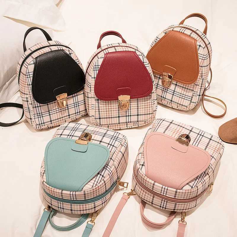 New Mini Backpack Crossbody Bag For Teenage Girl Plaid Women Shoulder Phone Purse Korean Style New Trendy Female 2022T251016