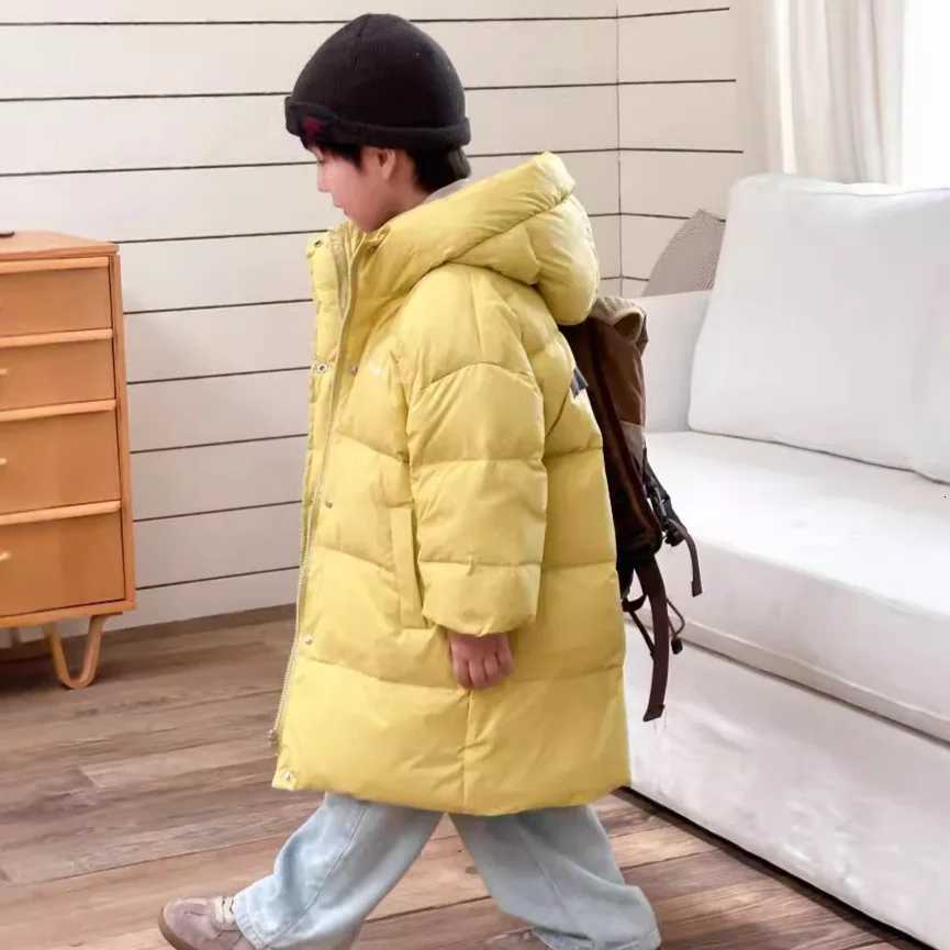 514Y Boys Girls Winter Long Down Coat 2025 New Thick KneeLength Down Jacket with White Duck Feather Loose KoreanT251016
