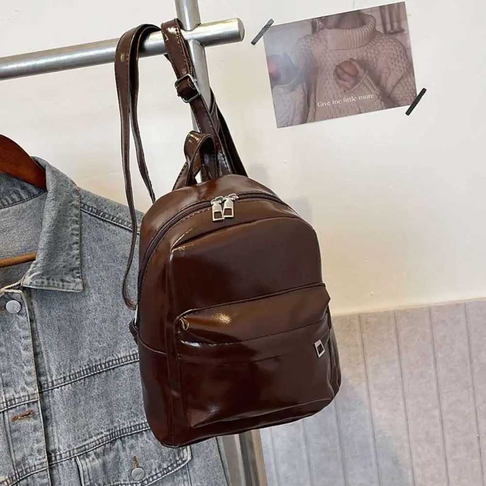 Fashion PU Leather Small Backpack Y2k Kawaii Student Bag Trendy School BagT251016