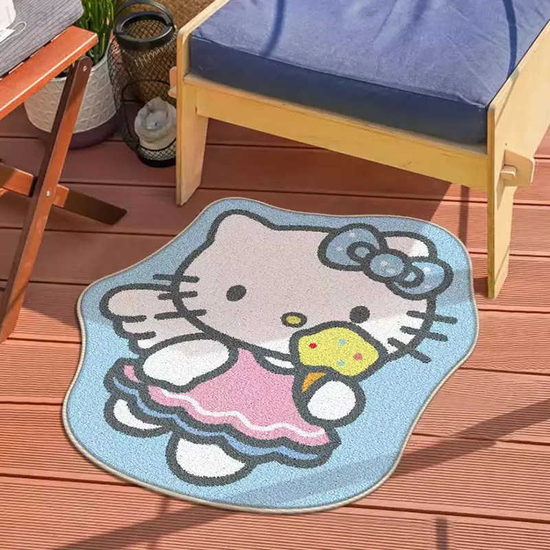 Sanrio Hot Hello Kitty Doormat Foot Mat Carpet 6060Cm Bathroom Kitchen Living Room Bedroom Decoration Household Kawaii Cartoon L251016