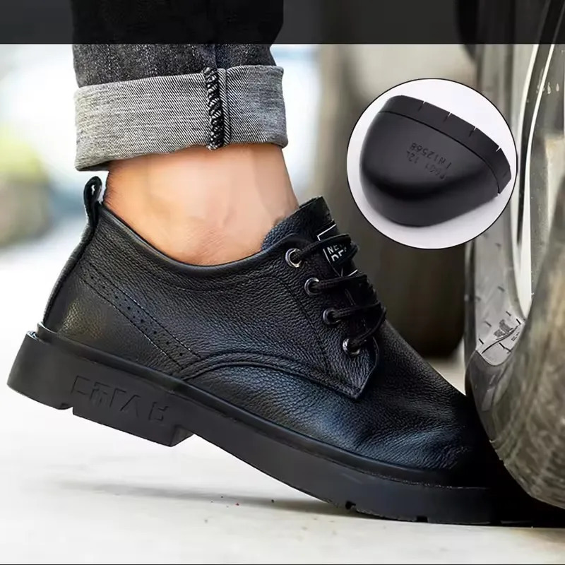 Genuine Leather Male Safety Boots Steel ToeIndestructible Shoes Antipuncture Waterproof Work Shoes Anti scalding Men shoes 251010