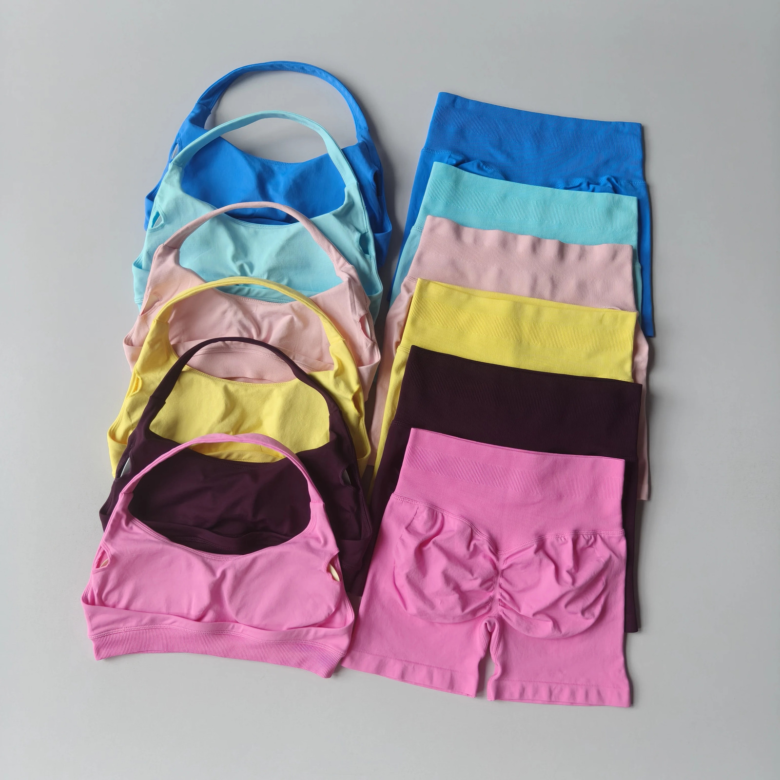 2PCs Peach High Waist Belly Hip Lifting Sports Bras Shorts Suit Gathering Shockproof Neck Halter Yoga Suit Running Fitness Set 251016