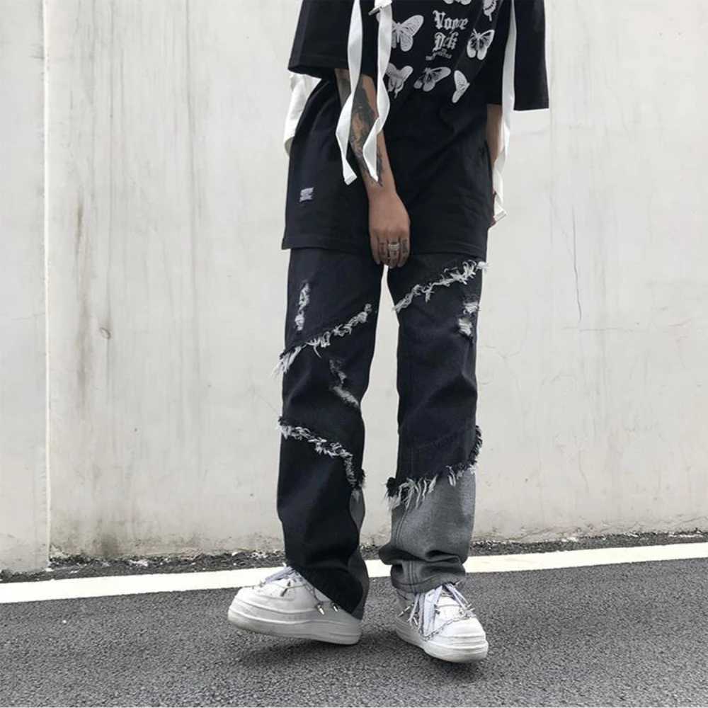 High Street Man Denim Pants Trousers Retro Y2k Straight Jean Streetwear Loose Mopping Pants Loose Design Fashion Casual Pants J251016