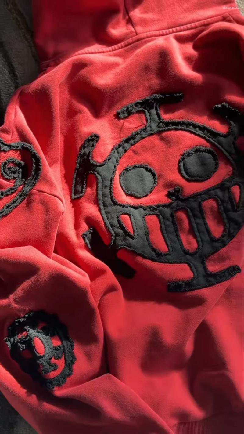 Men's Hoodies Streetwear Red Pullover Hoodie Mens Womens Harajuku Cartoon Graphic Oversized Sweatshirt Gothic Fashion Clothing