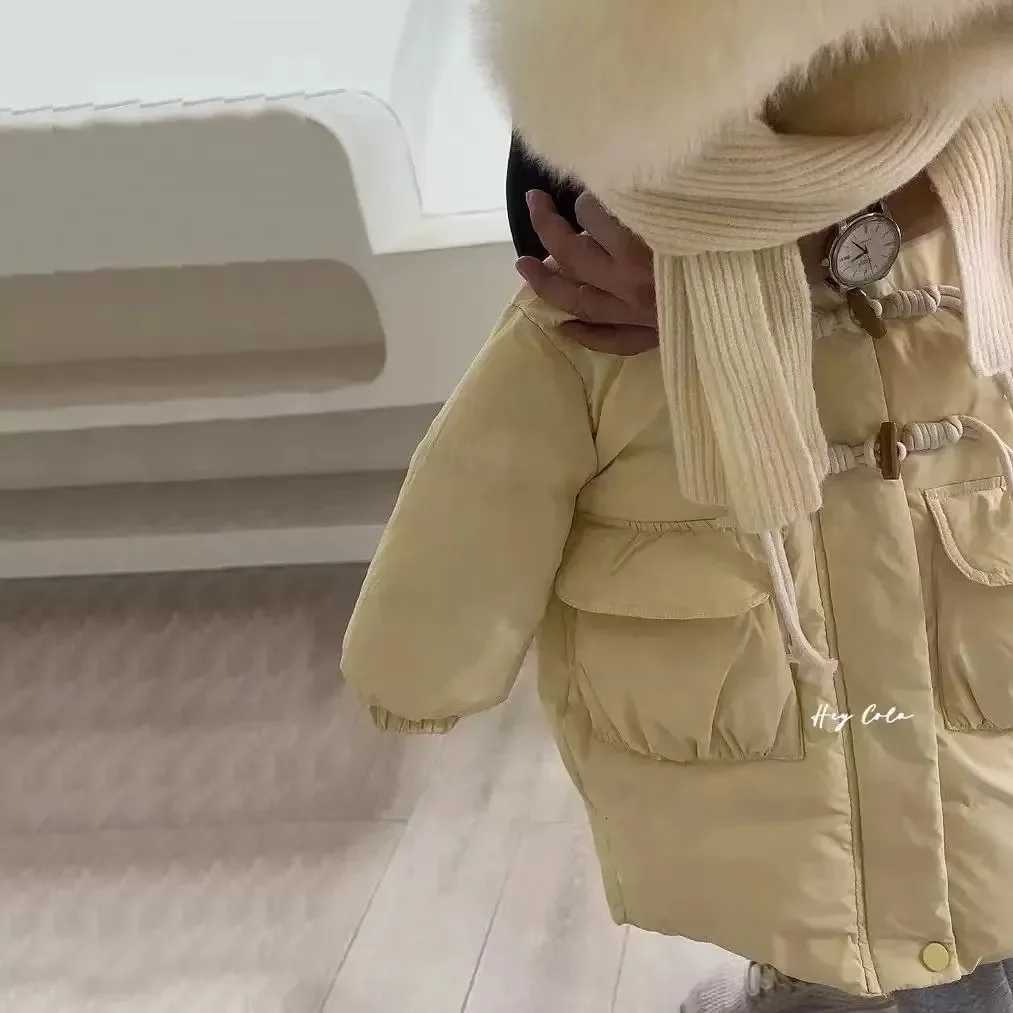 2025 New Baby Girls Winter Coat Thick Cotton Solid Color Hooded Padded Jacket Fashionable UltraWarm Outerwear for 26YT251016