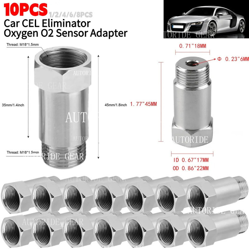 10-1Pcs M18x1.5 Extender O2 Oxygen Sensor Spacer Car CEL Fix Check Engine Light Utor28 Eliminator Adapter Converter