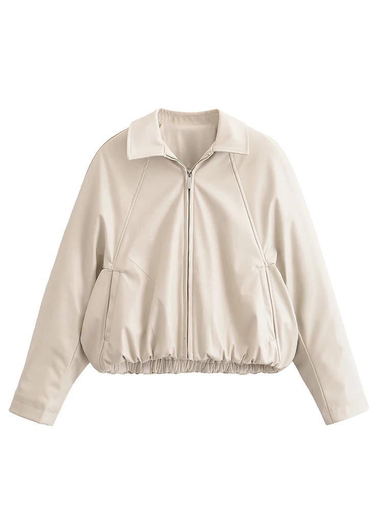 Women Vintage Leather Jacket Autumn Winter Fashion Short Coats Long Sleeve Zipper Jackets High Street Leisure 251013