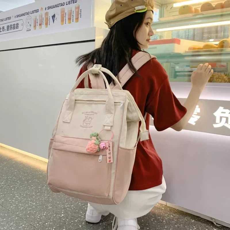 Largecapacity Junior High School Student Schoolbag Color Matching Simple Waterproof Backpack Leisure Travel Storage Bag T251016