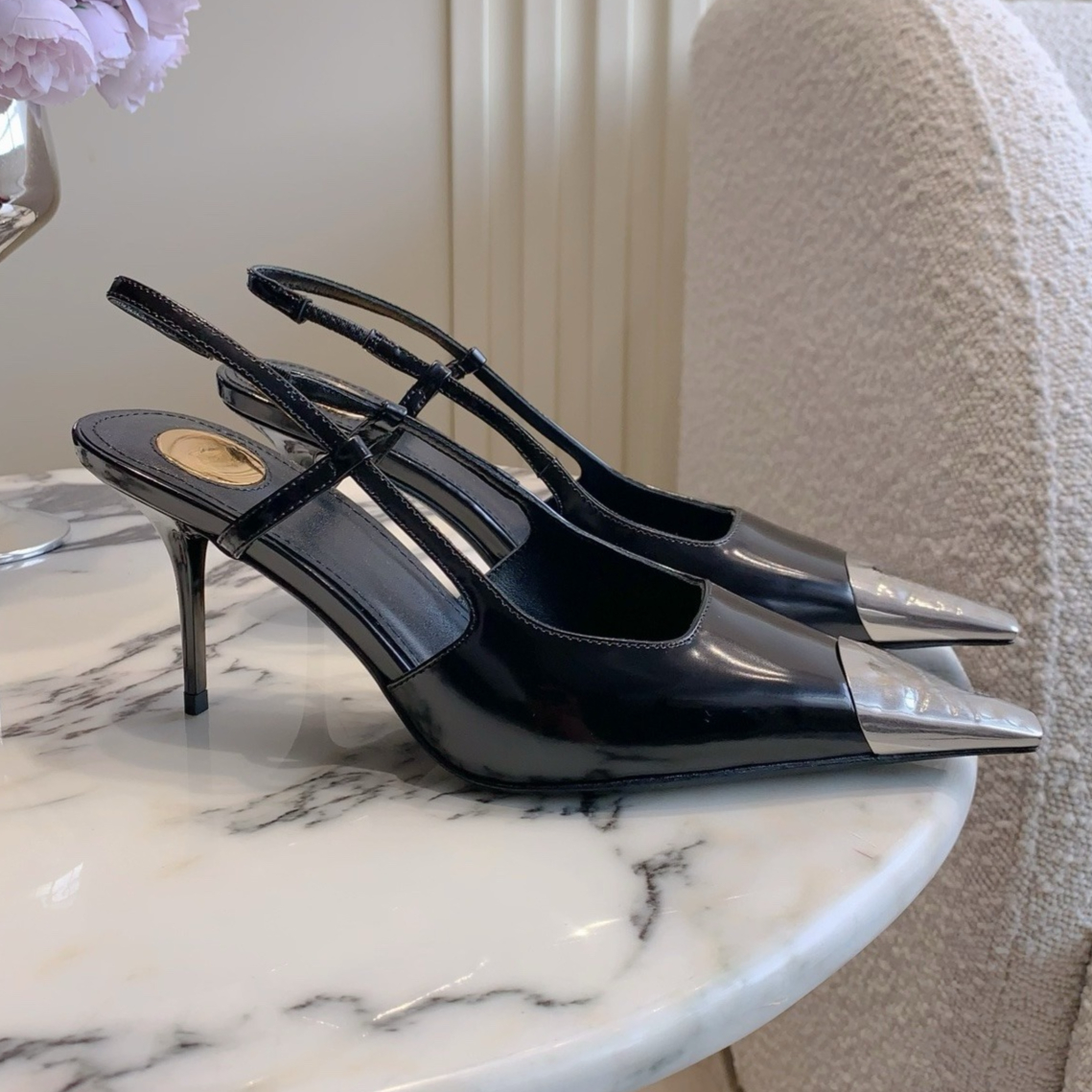 Jeanne embellished glossed leather slingback pumps Luxury designer women square toes stiletto heel shoes Elegant evening shoes High heel sandals Factory footwear