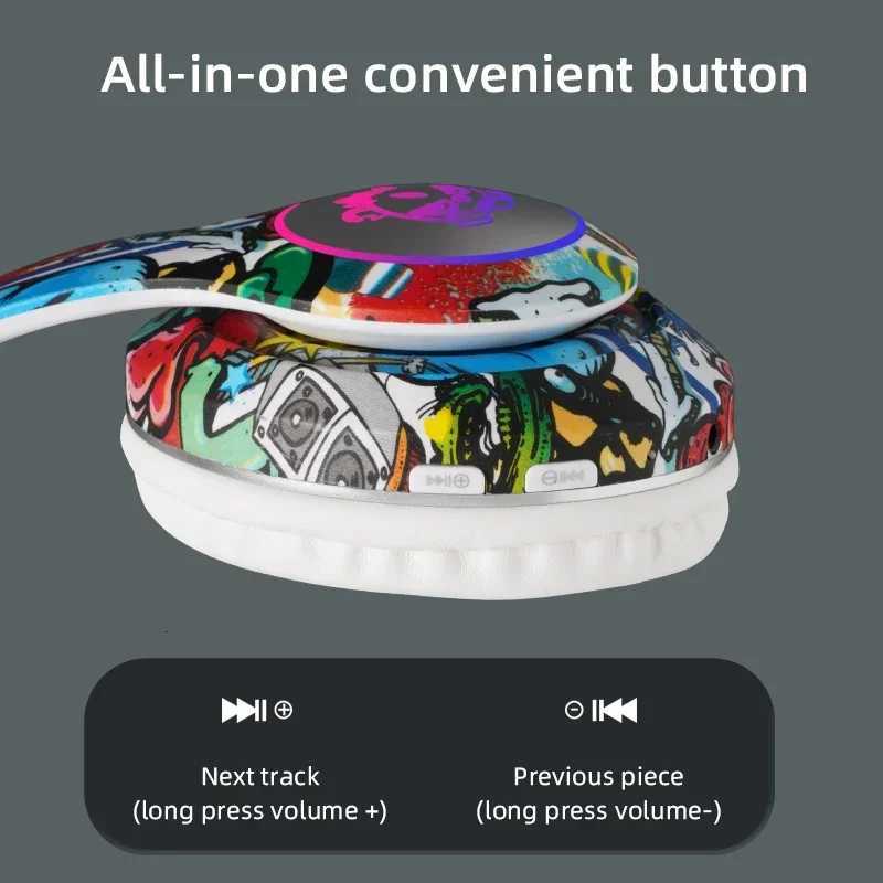 Graffiti Headphones LED Light Game Doodle Wireless Headsets Earphones With Mic For Kids Boy Girl Gift Support TF Card Z251015