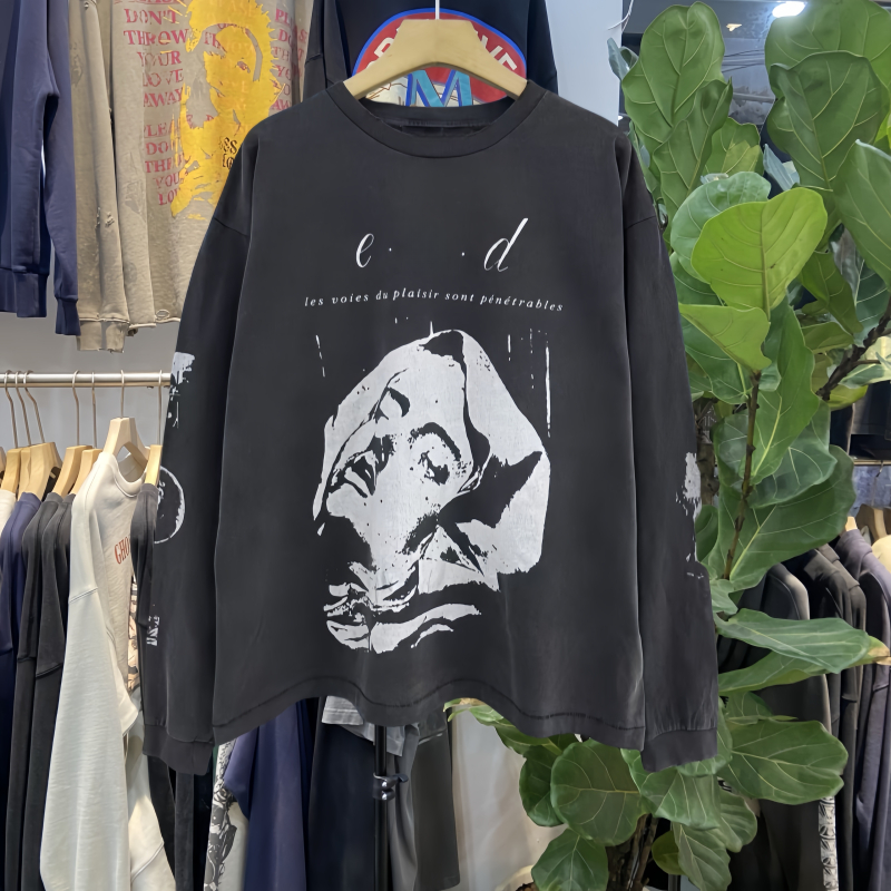 Men's Plus Tees & Polos Black Print Long Sleeve Tshirts 26ss