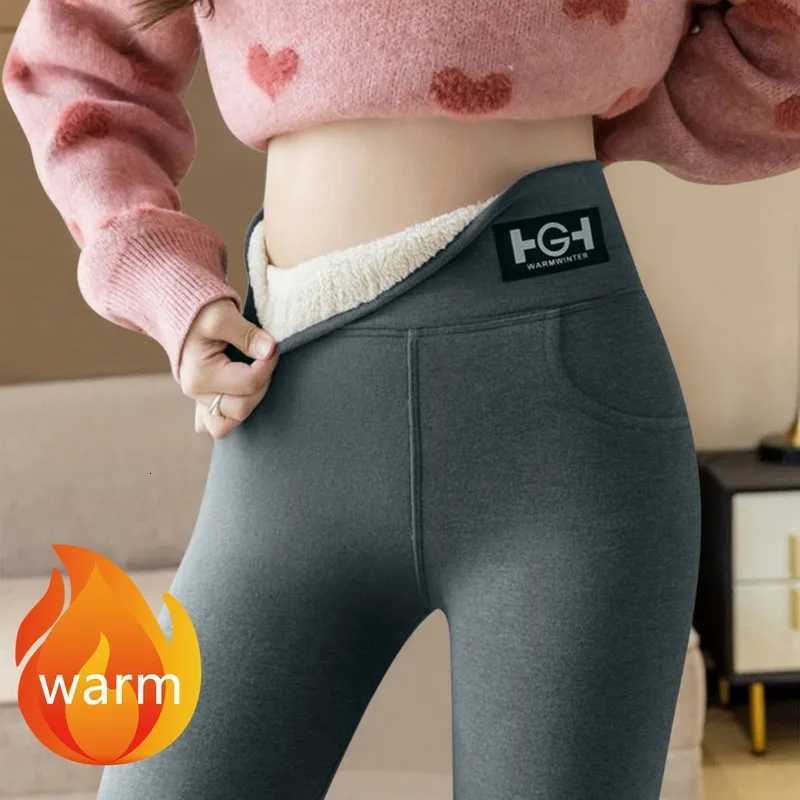 Winter Thermal Pants For Woman Lamb Cashmere Leggings High Waist Extra Thick Wool Tights Pants Warm Fleece Insulated TrousersT251016