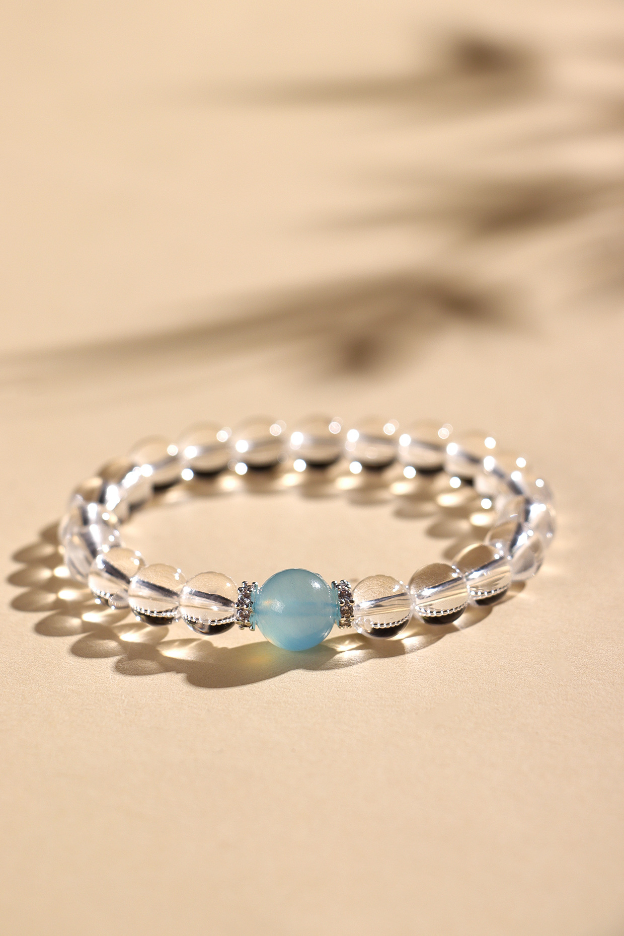 Spiritual bracelet White Crystal Beaded Bracelet for Women (8/10/12mm) - Stylish, Luxe Aquamarine Bracelet Jewelry